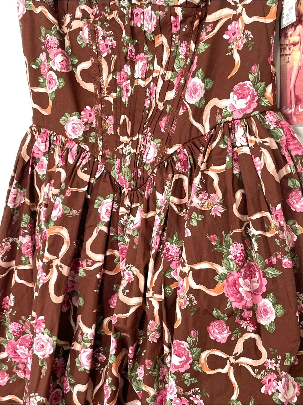 Emerald Sundae x Dry Goods Sleeveless Corset Bodice Floral Bow Dress Large NWT